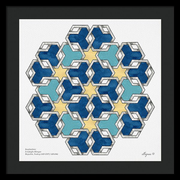 Esrefoglu - Blue Aqua Yellow - Framed Print