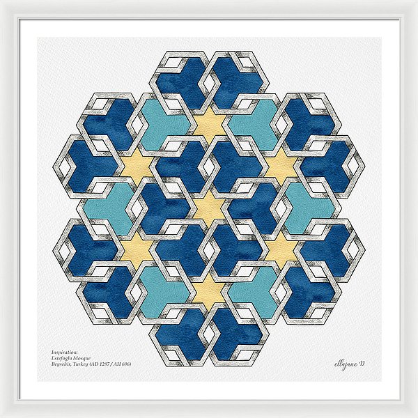 Esrefoglu - Blue Aqua Yellow - Framed Print