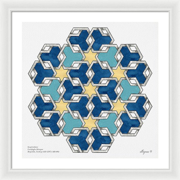 Esrefoglu - Blue Aqua Yellow - Framed Print