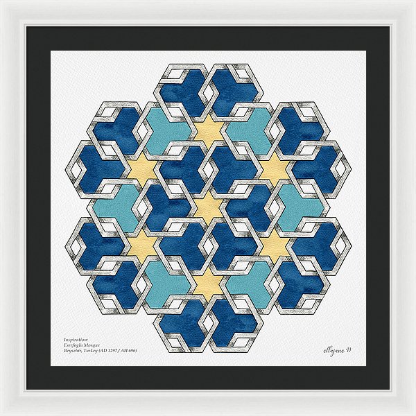 Esrefoglu - Blue Aqua Yellow - Framed Print