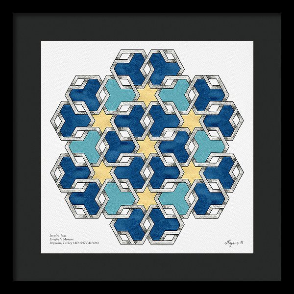 Esrefoglu - Blue Aqua Yellow - Framed Print