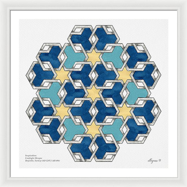 Esrefoglu - Blue Aqua Yellow - Framed Print