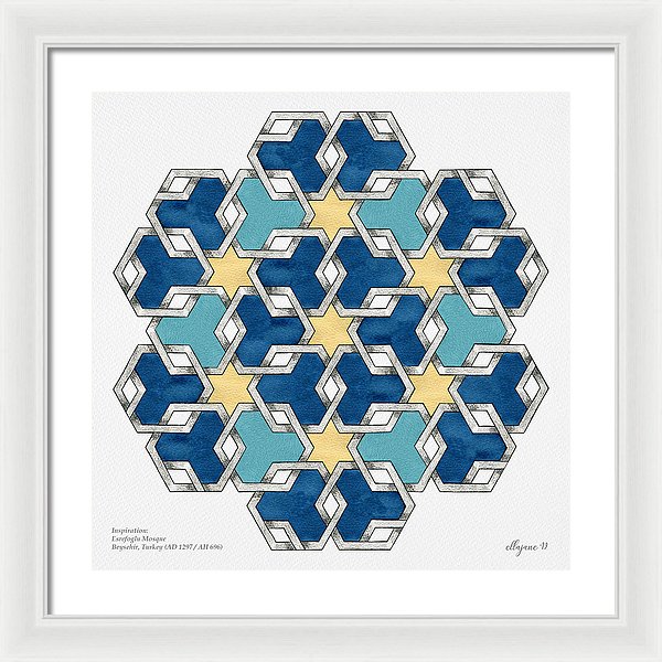 Esrefoglu - Blue Aqua Yellow - Framed Print