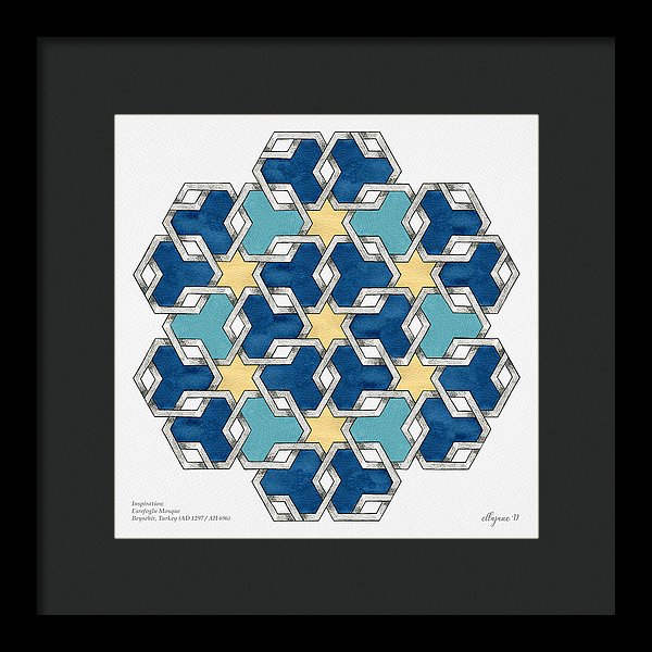 Esrefoglu - Blue Aqua Yellow - Framed Print