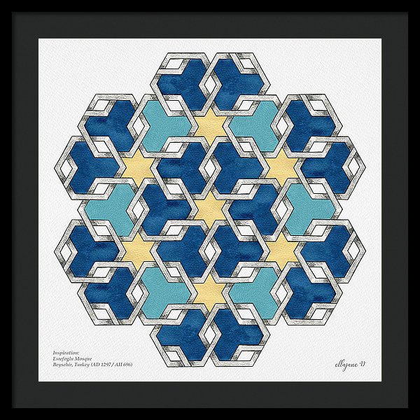 Esrefoglu - Blue Aqua Yellow - Framed Print