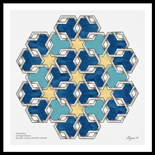 Esrefoglu - Blue Aqua Yellow - Framed Print