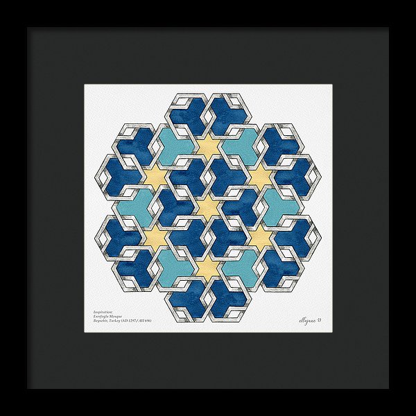 Esrefoglu - Blue Aqua Yellow - Framed Print