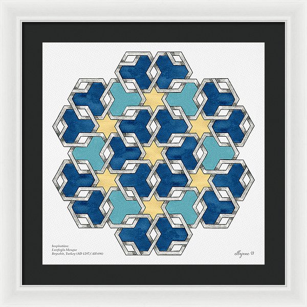 Esrefoglu - Blue Aqua Yellow - Framed Print