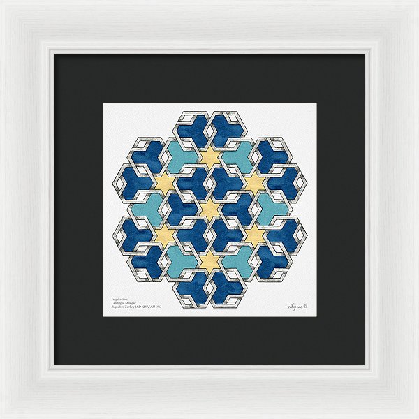 Esrefoglu - Blue Aqua Yellow - Framed Print