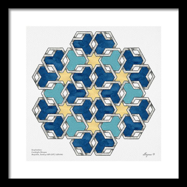 Esrefoglu - Blue Aqua Yellow - Framed Print