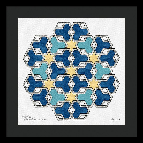 Esrefoglu - Blue Aqua Yellow - Framed Print