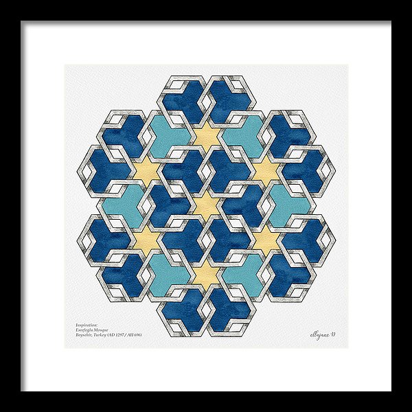 Esrefoglu - Blue Aqua Yellow - Framed Print