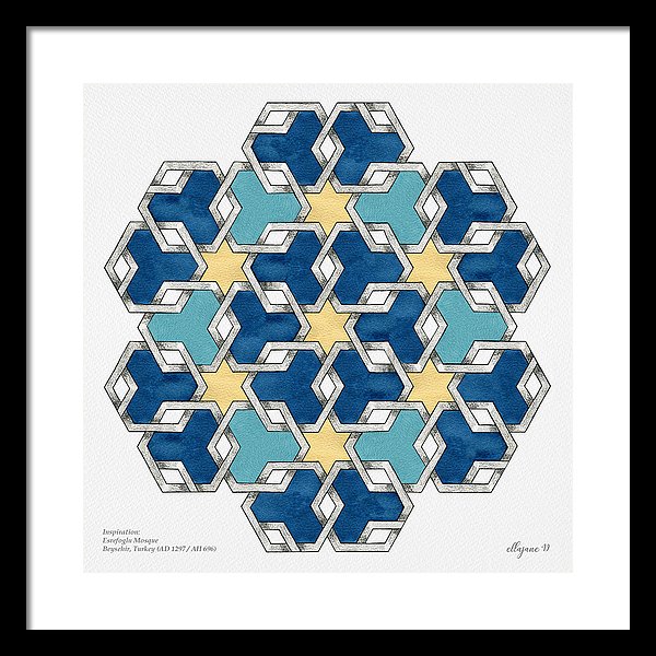 Esrefoglu - Blue Aqua Yellow - Framed Print