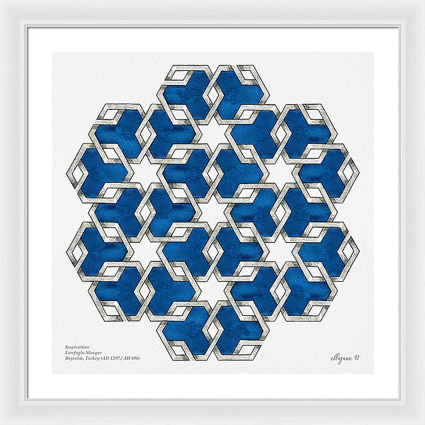 Esrefoglu Tile - Blue - Framed Print