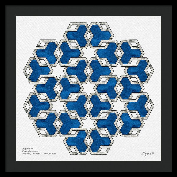 Esrefoglu Tile - Blue - Framed Print