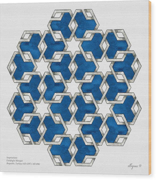 Esrefoglu Tile - Blue - Wood Print