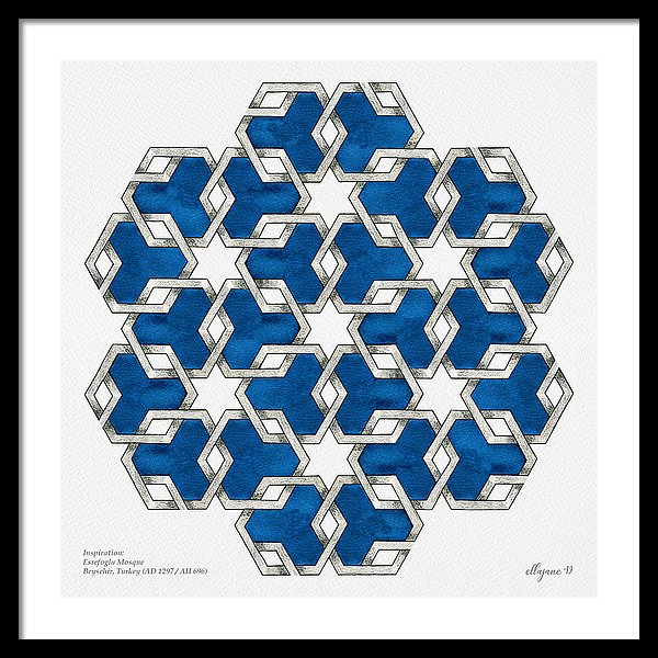 Esrefoglu Tile - Blue - Framed Print