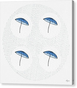 Four Umbrellas - Blue - Canvas Print