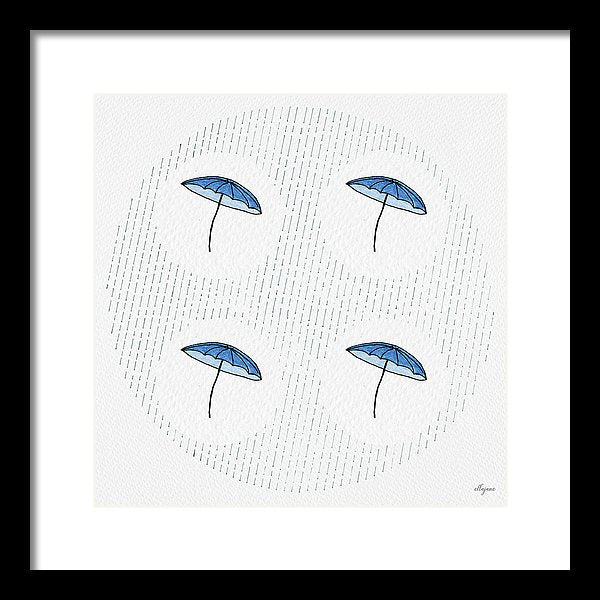 Four Umbrellas - Blue - Framed Print