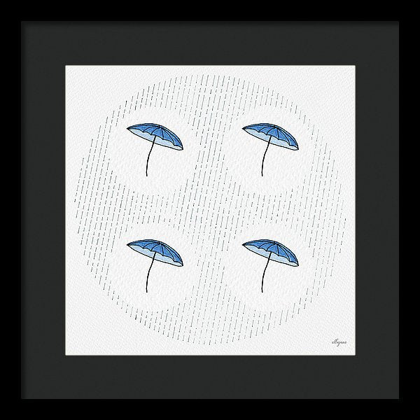 Four Umbrellas - Blue - Framed Print