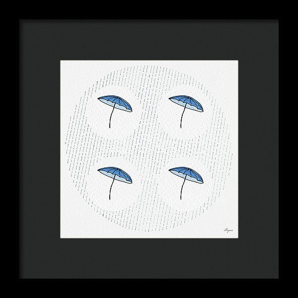 Four Umbrellas - Blue - Framed Print