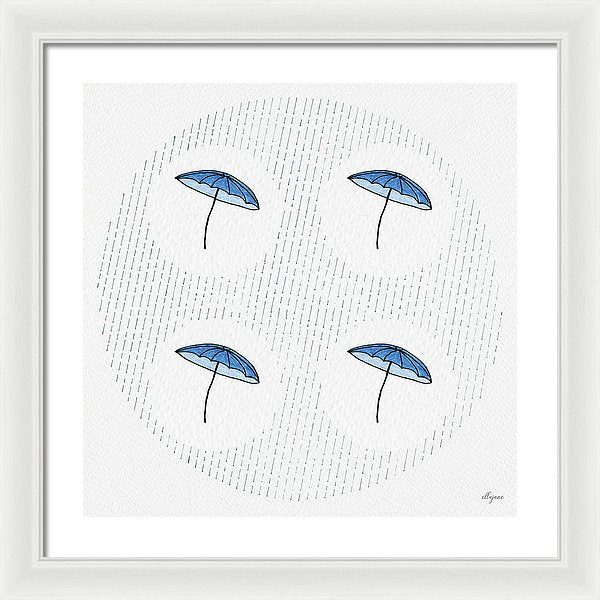 Four Umbrellas - Blue - Framed Print