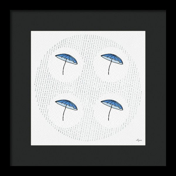 Four Umbrellas - Blue - Framed Print