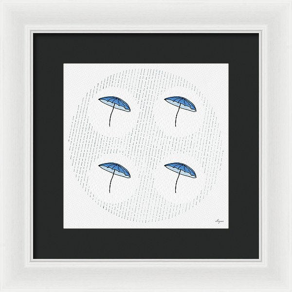 Four Umbrellas - Blue - Framed Print