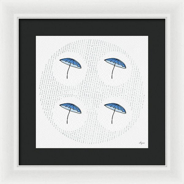 Four Umbrellas - Blue - Framed Print