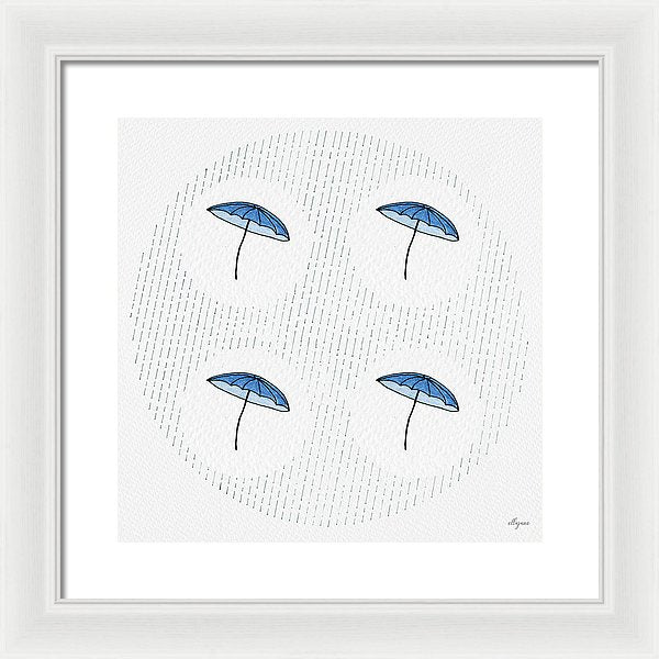 Four Umbrellas - Blue - Framed Print