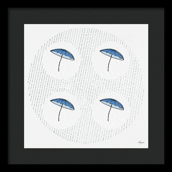 Four Umbrellas - Blue - Framed Print