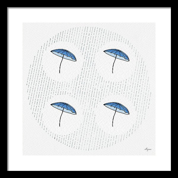 Four Umbrellas - Blue - Framed Print