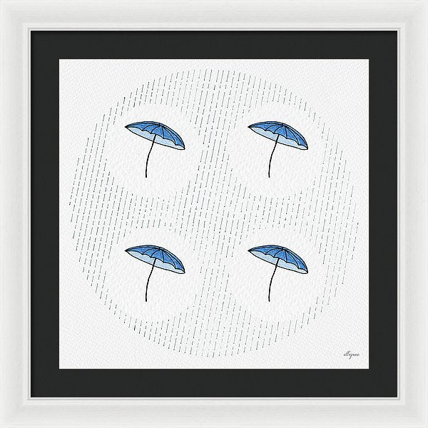 Four Umbrellas - Blue - Framed Print