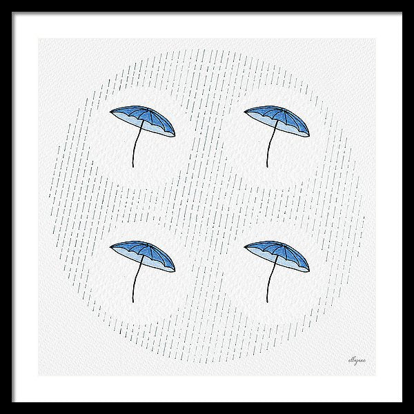 Four Umbrellas - Blue - Framed Print