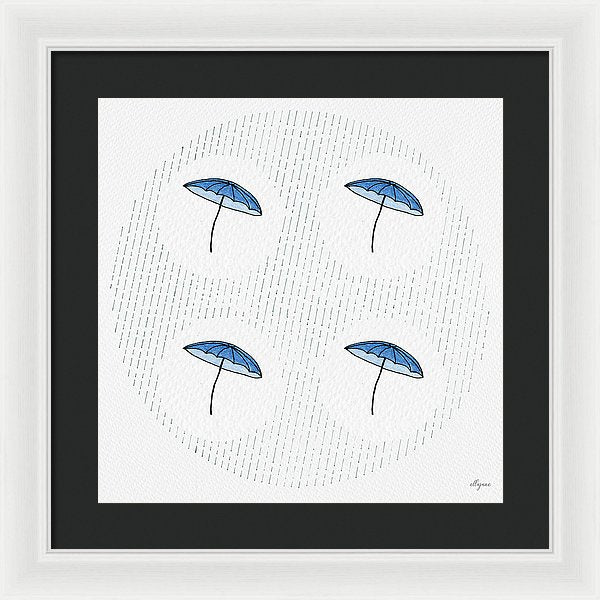 Four Umbrellas - Blue - Framed Print