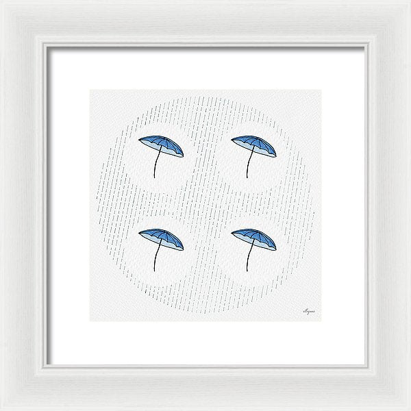 Four Umbrellas - Blue - Framed Print