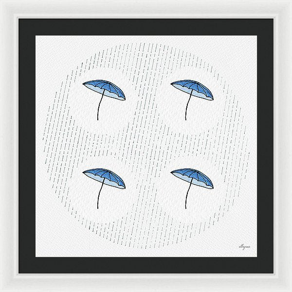 Four Umbrellas - Blue - Framed Print