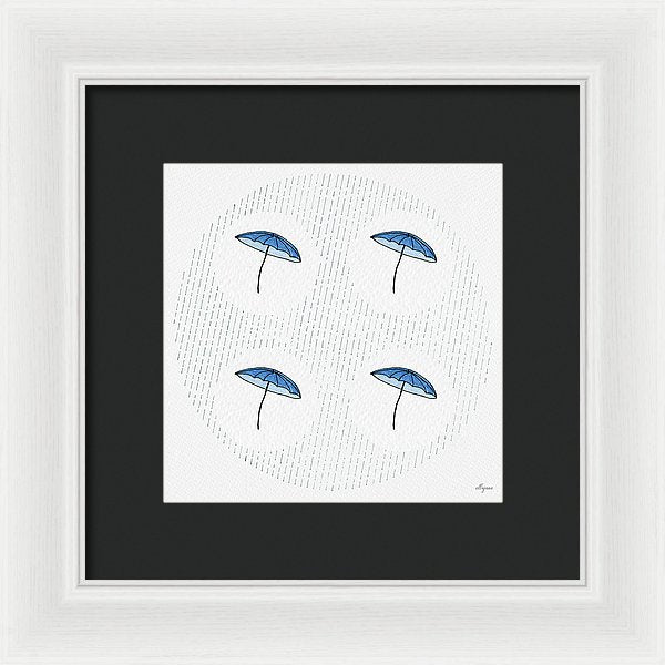 Four Umbrellas - Blue - Framed Print