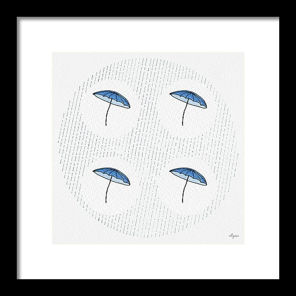 Four Umbrellas - Blue - Framed Print