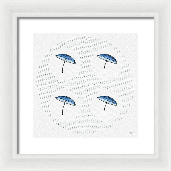 Four Umbrellas - Blue - Framed Print