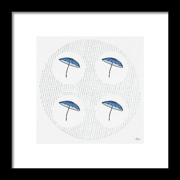 Four Umbrellas - Blue - Framed Print