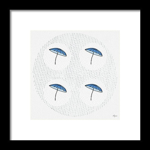 Four Umbrellas - Blue - Framed Print