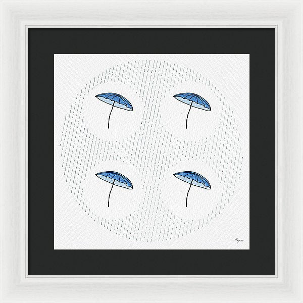 Four Umbrellas - Blue - Framed Print