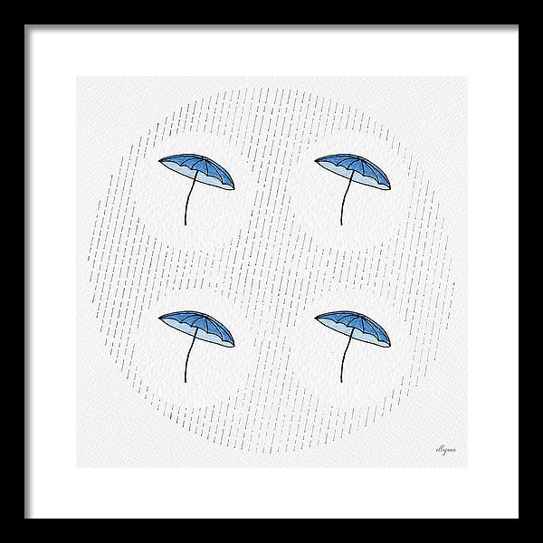 Four Umbrellas - Blue - Framed Print