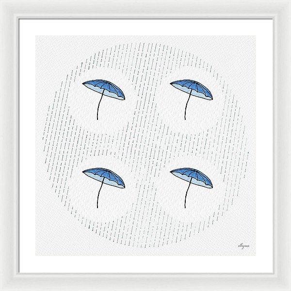 Four Umbrellas - Blue - Framed Print