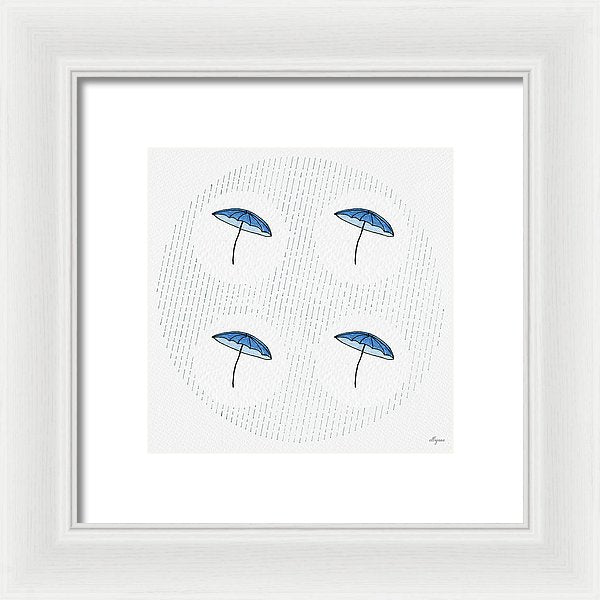 Four Umbrellas - Blue - Framed Print