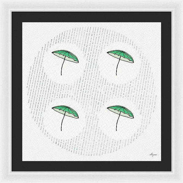 Four Umbrellas - Green - Framed Print