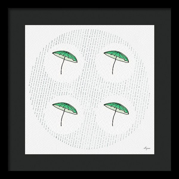 Four Umbrellas - Green - Framed Print