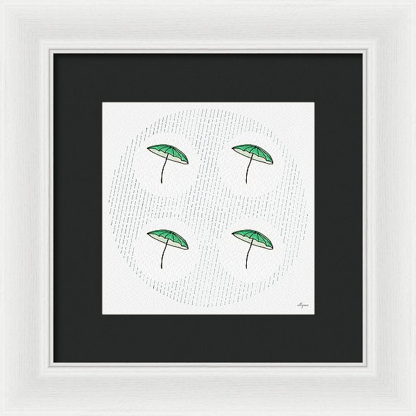 Four Umbrellas - Green - Framed Print