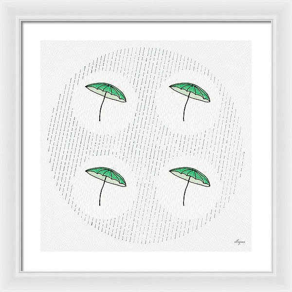 Four Umbrellas - Green - Framed Print